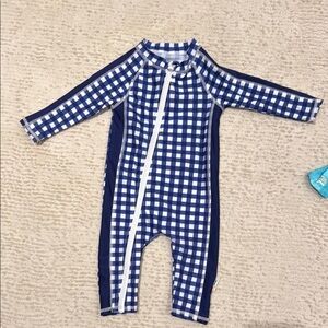 SwimZip Blue Checkered Kids One Piece
